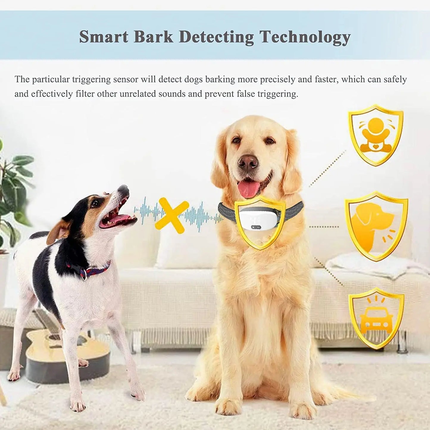 Anti bark dog collar Electric shock Vibration sound with LED for small large dogs no barking training collar dog accessories