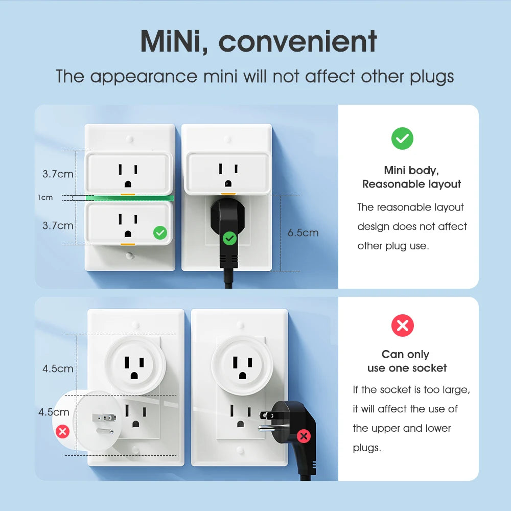 20A Tuya US Smart WIFI Plug Socket with Power Monitor Timing RF433 Plug Outlet Smart Life Control Support Alexa Google Home